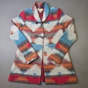 Cedar Rose Toggle Coat Womens Small Multicolor Excellent Southwest Wool Blend